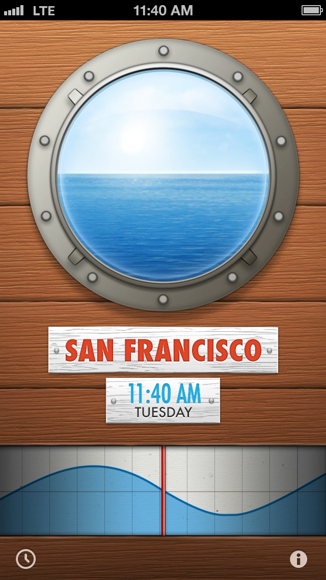 Check the tide level by scrubbing through time and looking through the virtual porthole.